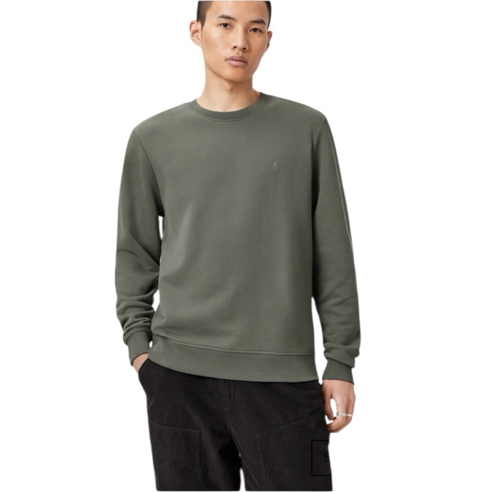 All Saints RAVEN CREW NECK RAMSKULL Gastor Green SWEATSHIRT SZ L